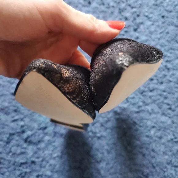 Steve Madden Black Lace Pointed Slingback Flats - Picture 10 of 11